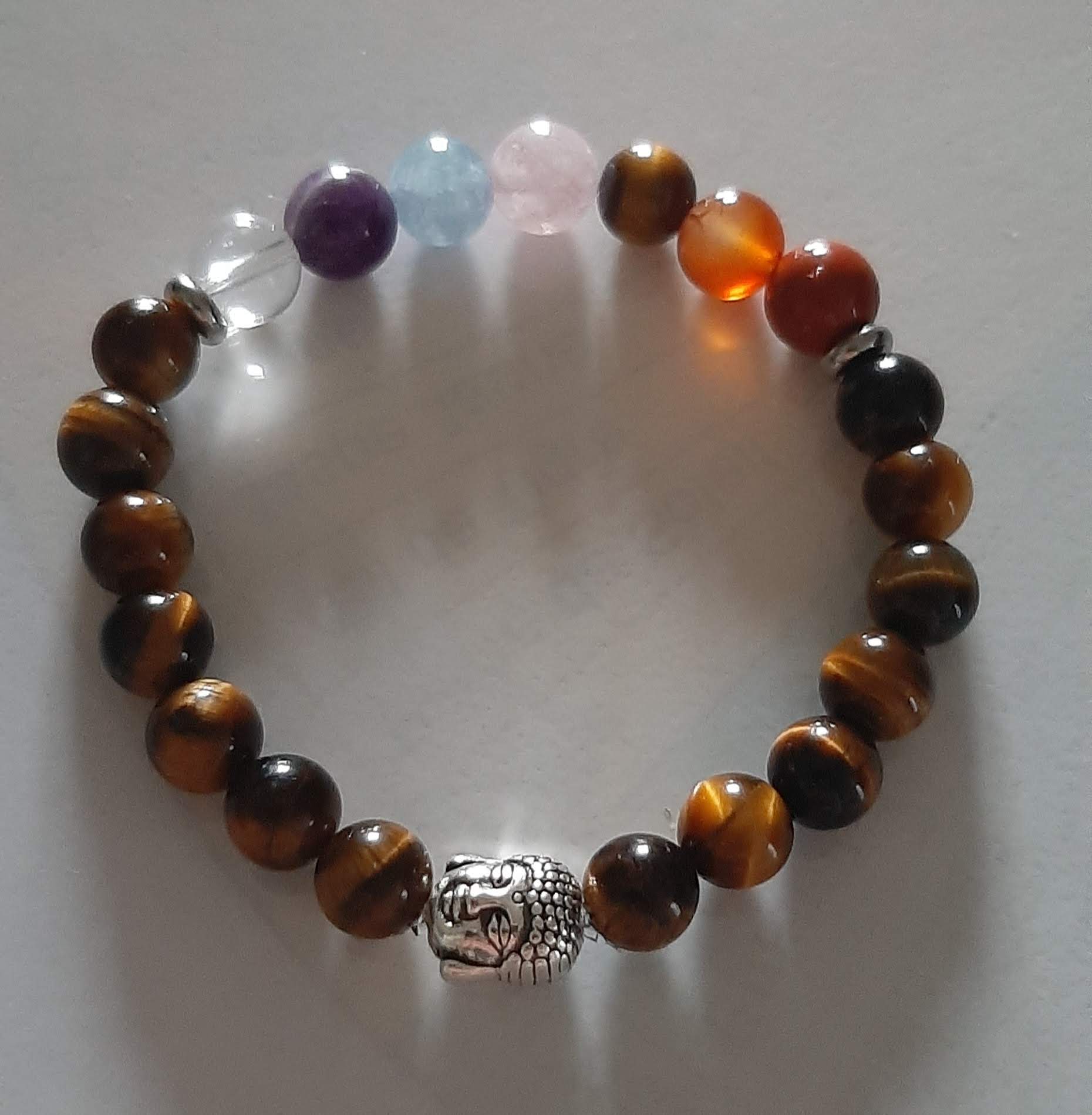 Bracelet 7 chakras en œil de tigre 8mm