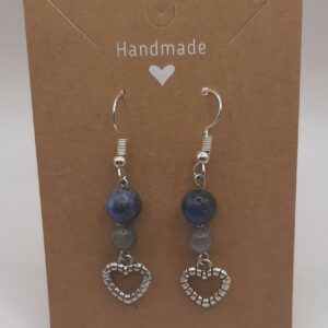 Boucles d'oreilles Cœur sodalite et labradorite