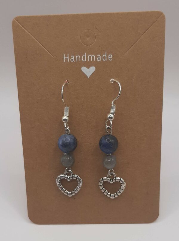 Boucles d'oreilles Cœur sodalite et labradorite