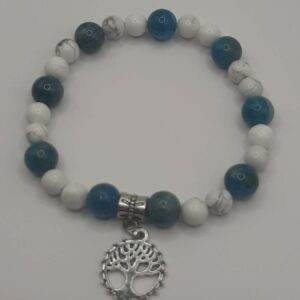 Bracelet en Apatite Bleue et Howlite blanche